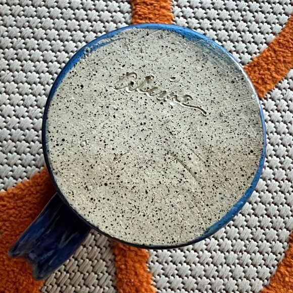 Blue Ceramic Handmade Leaf Mug NEW! - Picture 2 of 3